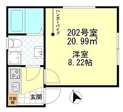 ノーブル四ツ木 2階1Kの間取り