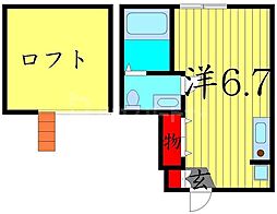 ＦＥＲＩＯ綾瀬イーストコート 1階ワンルームの間取り