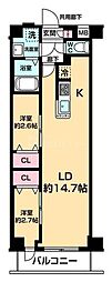 ARCOBALENO DAISHIMAE 2階2LDKの間取り
