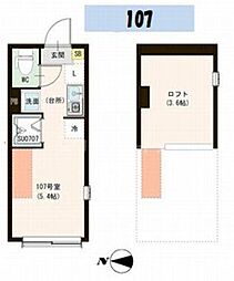 ル・ブラン小岩 1階ワンルームの間取り