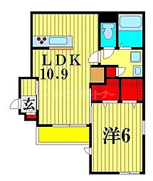 ファーストアベニュー 1階1LDKの間取り