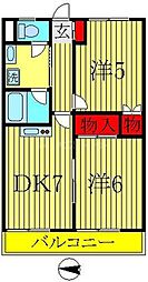 東京メトロ千代田線 綾瀬駅 徒歩5分の賃貸マンション 4階2DKの間取り