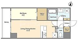 ＨＦ北千住レジデンス 12階1LDKの間取り