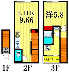 カインドネス亀有 2階1LDKの間取り