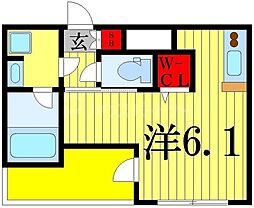 レアライズ立石 4階ワンルームの間取り