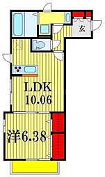 LUCIA 2階1LDKの間取り