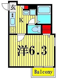 メゾン・ド・ジュネス八潮大瀬 1Kの間取図画像