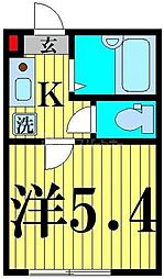 マーレ五反野 1Kの間取図画像