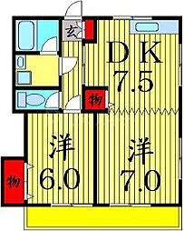 第3コーワハイツ 2DKの間取図画像