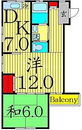 相原マンション 2LDKの間取図画像