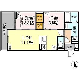 セレスティア新小岩 2LDKの間取図画像