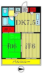 モアウイング 2DKの間取図画像