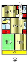 綾東ヴィレッジ壱番館 3DKの間取図画像