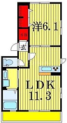 クヴァルチーラ奥戸 1LDKの間取図画像