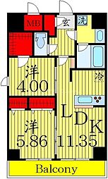 S-RESIDENCE綾瀬-rivie 2LDKの間取図画像