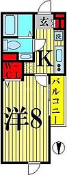 サンハイム西新井 1Kの間取図画像