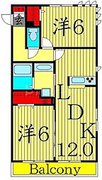 プランドールメゾン 2LDKの間取図画像