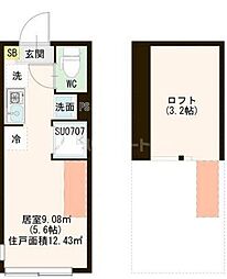 ハーモニーテラス西亀有III ワンルームの間取図画像