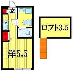 ソレイユ北綾瀬 ワンルームの間取図画像