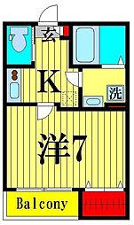 riviere亀有 1Kの間取図画像