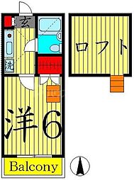 パレノーブル大谷田 1Kの間取図画像