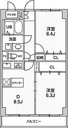 第六鳥塚ビル 2DKの間取図画像