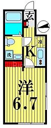 オーロ金町 1Kの間取図画像