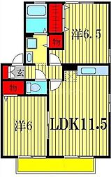 ドルフクレセント弐番館 2LDKの間取図画像