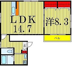アーク和 1LDKの間取図画像