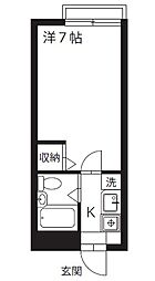 ヴィラフォンテーヌ 1階1Kの間取り