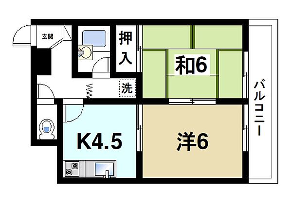 奈良県奈良市北之庄町(賃貸マンション2K・5階・39.24㎡)の写真 その2