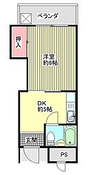 池嶋ビル 1DKの間取図画像