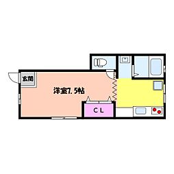 ST 1Kの間取図画像