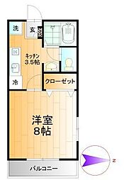 パレシオン 1階1Kの間取り