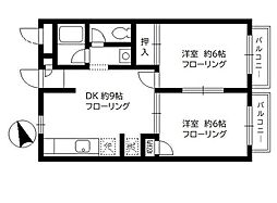 JR山手線 田端駅 徒歩6分の賃貸アパート 2階2DKの間取り