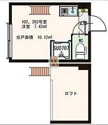 JR山手線 田端駅 徒歩9分の賃貸アパート 2階ワンルームの間取り