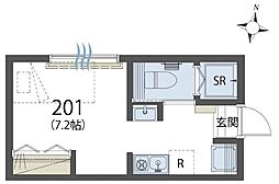 京成本線 京成関屋駅 徒歩5分の賃貸アパート 2階ワンルームの間取り