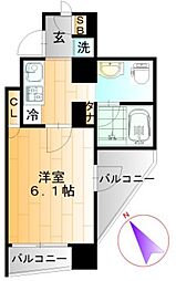 JR山手線 西日暮里駅 徒歩10分の賃貸マンション 8階1Kの間取り