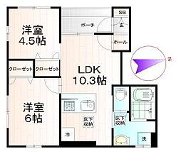 エスペランス西保木間 1階2LDKの間取り