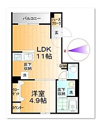 ルーナルークス 1LDKの間取図画像