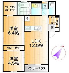 ペルバスト 2LDKの間取図画像