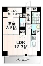 アクサスレジデンス目黒東 1LDKの間取図画像