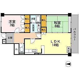 リヴィエールレジョン 2LDKの間取図画像