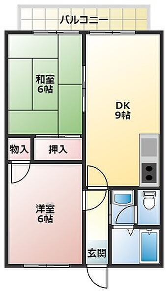 サニーハイツ 202｜和歌山県海南市重根(賃貸アパート2DK・2階・44.72㎡)の写真 その2