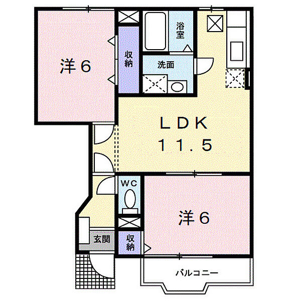 ラベニュー西中II 102｜和歌山県和歌山市加納(賃貸アパート2LDK・1階・51.79㎡)の写真 その2