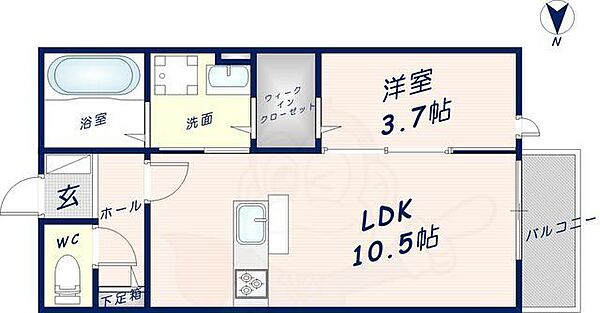 大阪府東大阪市昭和町(賃貸アパート1LDK・2階・37.13㎡)の写真 その2