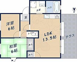メゾンウィステB棟 2LDKの間取図画像