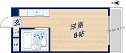 瓢箪山ハイツ ワンルームの間取図画像