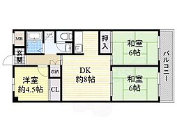 第2東大阪村橋マンション 3DKの間取図画像