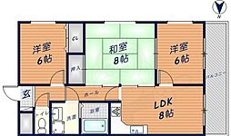 グレースハイツナカタニ 3LDKの間取図画像